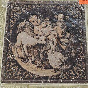 VTG 90s American Weavers Christmas Nativity Baby Jesus Tapestry Throw Blanket‎